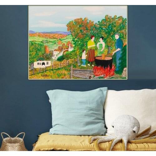 Anna Mary Robertson Grandma Moses《Making Apple Butter, 1958》Canvas Oil Painting Art Aesthetic Picture Wall Decor Home Decoration