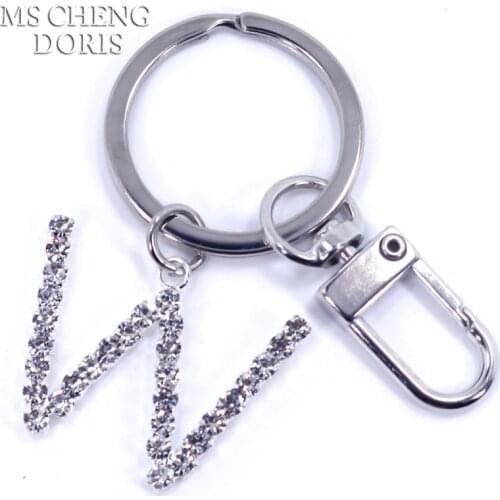 Letter Pendant Keychain Crystal Rhinestone Alphabet Key Ring Initial Capital Letter A-Z Jewelry Chain Unisex Key Chain Gifts