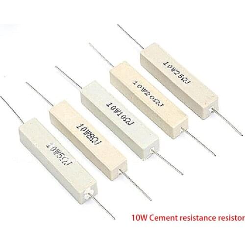 10pcs 10W 5% Cement Resistor Power Resistance 0.1 ~ 10K 0.1R 0.5R 10R 50R 0.22 0.33 0.5 1 2 5 8 10 15 20 25 30 100 1K 2K 3K ohm