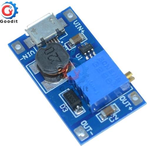 DC-DC Step Up Power Module MT3608 Micro USB 2-24V To 28V Adjustable Booster For Arduino For Replace XL6009 2A Max