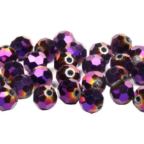 Football Faceted shape Austrian crystal Purple 4 6 8 mm plated color Round Loose beads Jewelry bracelet accessories making DIY