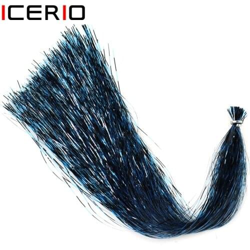 ICERIO 2 Pack Grizzly Barred Flashabou Tinsel Flash Marabou Jigs Streamers Winging Saltwater Fishing Gliss Fly Tying Material