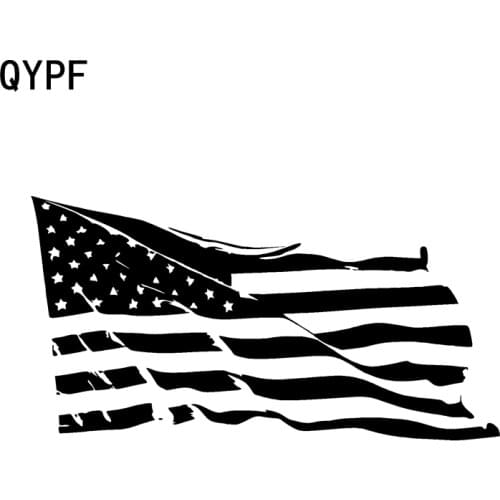 QYPF 20CM*10.2CM Interesting American Flag Vinyl Car-styling Decal Car Sticker Black/Silver C15-0467