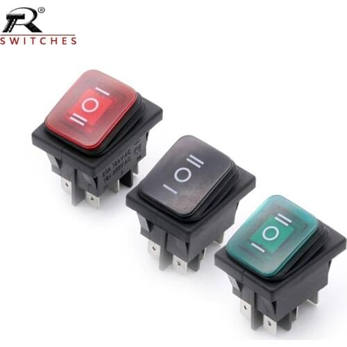 KCD4 rocker switch Power Switc with 3 position 6pin feet with light silver contact copper foot LED ON-OFF-ON 20A/125V 16A/250V