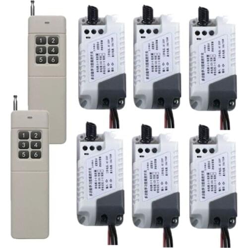 Learning code AC220V 6CH 2pcs Transmitter with Receiver RF Wireless Remote Control Switch teleswitch