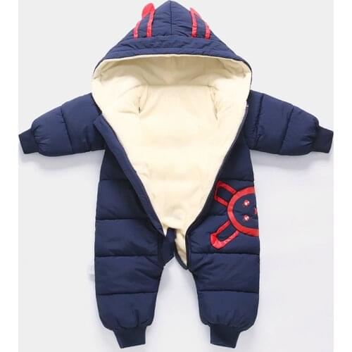 Overalls baby Winter Plus velvet Newborn Infant Boys Girls Warm Thick Romper Jumpsuit Hooded Outfits Snowsuit coat kids Rompers