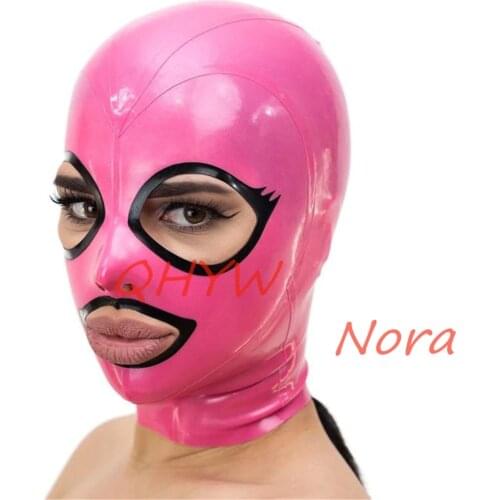 Sexy design Women Full Face handmade Latex Hood Open Eye and mouth fetish customize size mask for face women