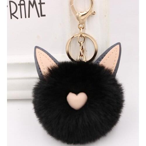 Cute Mouth Bunny Ears Fur Ball Keychains Pendant Car Plush Girl Bag Custom Pendant Diy Keychain Accessories Llaveros Para Mujer