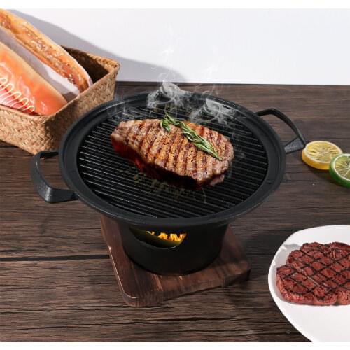 Mini BBQ Grill Japanese Alcohol Stove One Person Home Wooden Frame Alcohol Stove Bbq For Outdoor Garden Party
