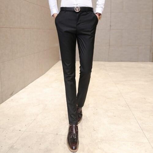 2019 Mens High-quality Business Casual Suit Pants / Mens Solid Color Slim High-end Casual Feet Pants Gentleman Style Trousers