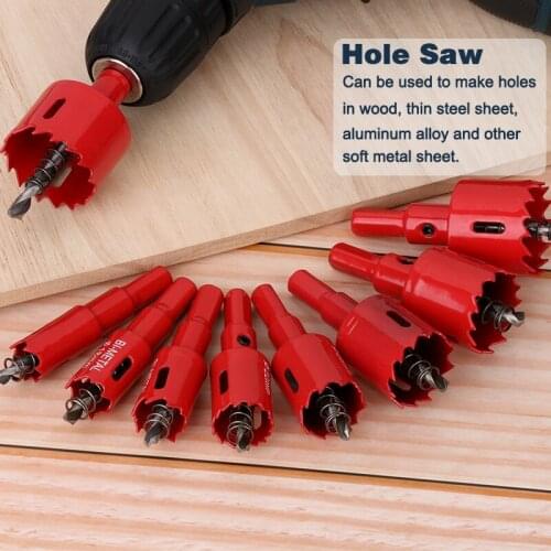 9Pcs Hole Saw Cutter Set M42 Hole Opener Drill Bit Red Coated Core Hole Drilling Bit for Wood Metal Ceramic Cutter