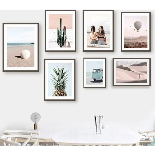Shell Pineapple Cactu Car Hot Air Balloon Wall Art Canvas Painting Nordic Posters And Prints Wall Pictures For Living Room Decor