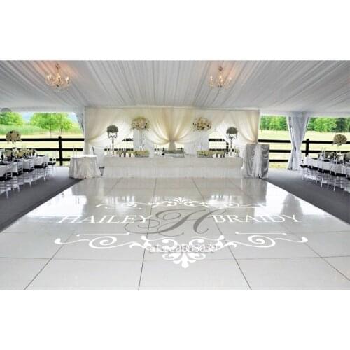 The New Wedding Floor Stickers Customize Bride Groom Names & Initial Removable Vinyl Wedding Floor Monogram Decal ZA104C