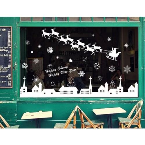 New Brand DIY Christmas Elk Stickers Home Decoration Supplies For Showcase Window Glass Wallpaper Removable Wall Stickers