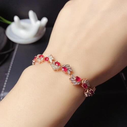 New charming red ruby bracelet for women silver bracelet natural real gem 925 sterling silver fine jewelry elegant birthday gift
