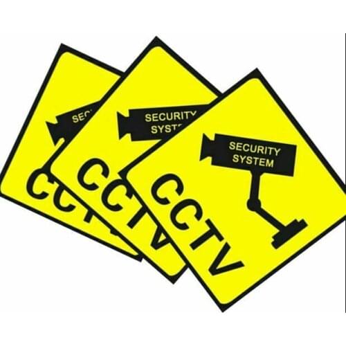 Wholesale 3Pcs 11*11cm Home CCTV Surveillance Security Camera Sticker Warning Decal Signs