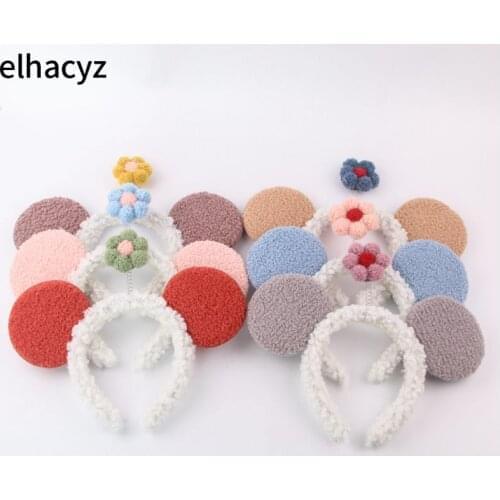 1PC 2021 New Fashion Mouse Ears Flower Headband Soft Elastic Hairband Women Wash Face Headwear Makeup Headband Hair Accessory