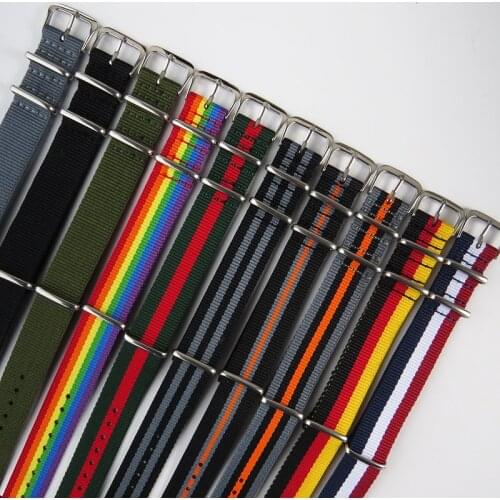 Nylon NATO Strap Band 18mm Military Sport Nato Watch Strap Long Belt Wearproof Watch accessories Black Green Grey Watchband