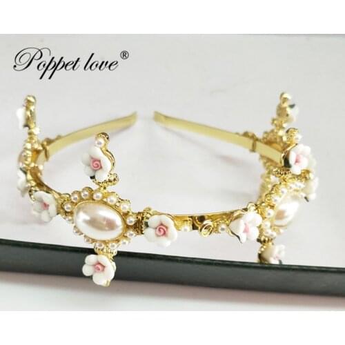 Luxury Gold Cross Crowns Tiara Resin Crystal Crown Wedding Bride Crown Birthday Party Tiara