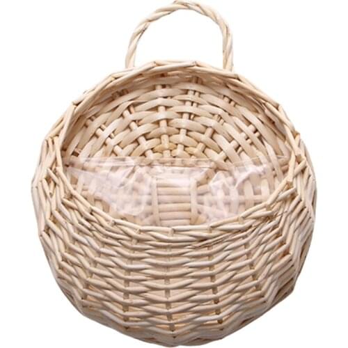 Hand Made Rieten Rotan Vas Muur Decor Opslag Container Mand Voor Tuin