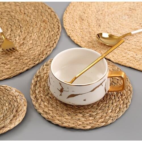 Handmade Weave Non-slip Placemat coaster Corn hull for table dinne Round Insulation pads Table Mats Pads Home Decor