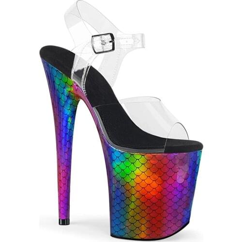 Women Sandals 20CM Thin High Heels Sandals Chaussures Femme PVC Buckle Strap waterproof Dress Party Wedding shoes for woman 2020