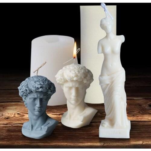 Silicone Art Human Female Body Mold Venus Goddess Candle Mold David Shaped Candle Making Gypsum Fragrance Wax Plaster Mould