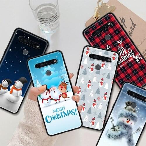 Smartphone For LG K71 K52 K50 K61 K51s K42 K40 K40S G8 G7 ThinQ G6 Cover Silicone Soft Back Shell Merry Christmas snowman snow