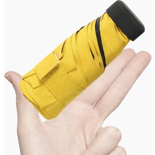 Solid Color Black Coating Sunscreen Ultralight 5 Folding Creative Umbrella Female Girls Sunny Rain Dual Use Umbrella