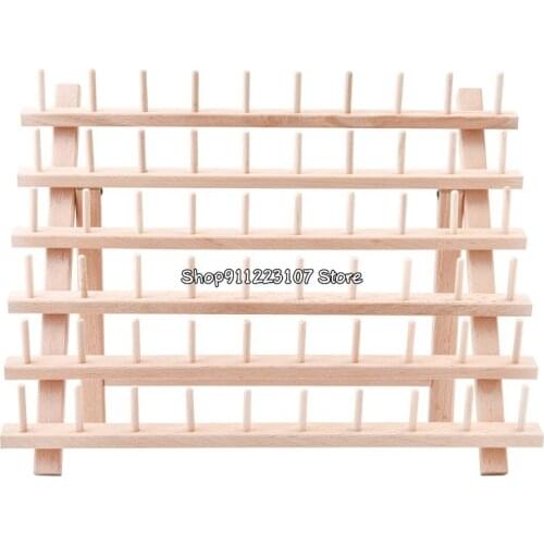Home Type Solid Wood Shelf Folding Spool Storage Rack Sewing Thread Rack 60-Spool Thread Organizer For Sewing Embroidery