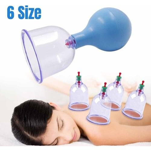 6 Size Vacuum Cupping Cups Rubber Head Plastic Massage Chinese Therapy Face Cupping Set Cans Massage Anti Cellulite Health Care