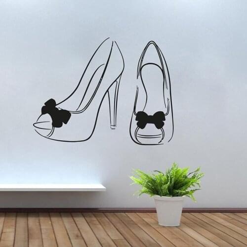 High Heels Wall Decals Fashion Stylish Shoe Vinyl Wall Sticker shoe store Window Decor Home Bedroom Decor Design Murals C947