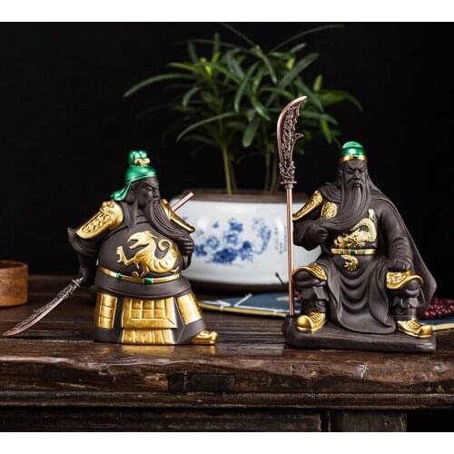 Wu Caishen Guan Gong Lord Guan The Second Purple Tea Ornaments Tea Set Boutique Tea Table Decoration Clay Tea Pet Mini Tea Set