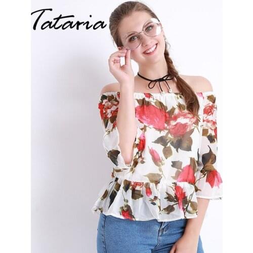 Womens Chiffon Blouse Pattern Off Shoulder Ladies Tops Women Blusas Summer Shirt Female Chiffon Clothing Tataria