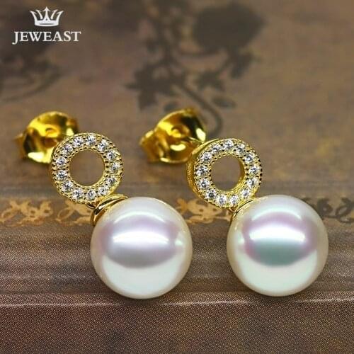 Womens Natural Southsea Pearl 18k Pure Gold Earrings Authentic Popular Top Quality New Earring Solid 750 For Gift Hot Sale