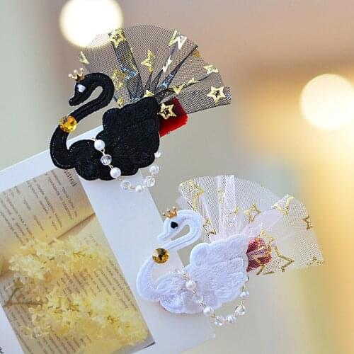 1/2pcs/Set Hair Clips for Girls Boutique Rhinestone Swan Sweet Kids Pearls Hairpins Headband Children Hair Accessories