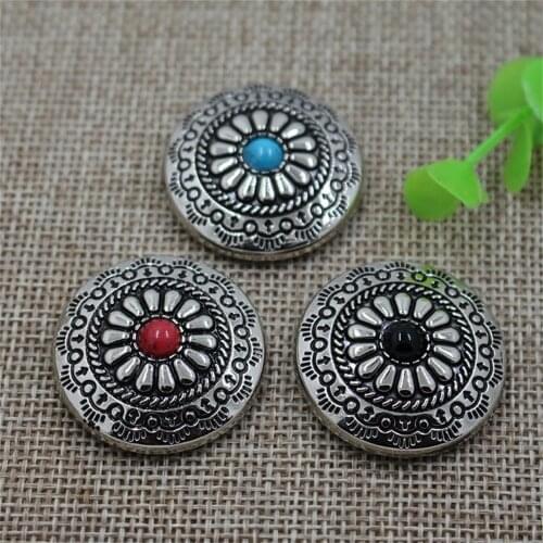 1PCS Turquoise Bead Tribal Flower Wallet Leather Craft Conchos Screw Back