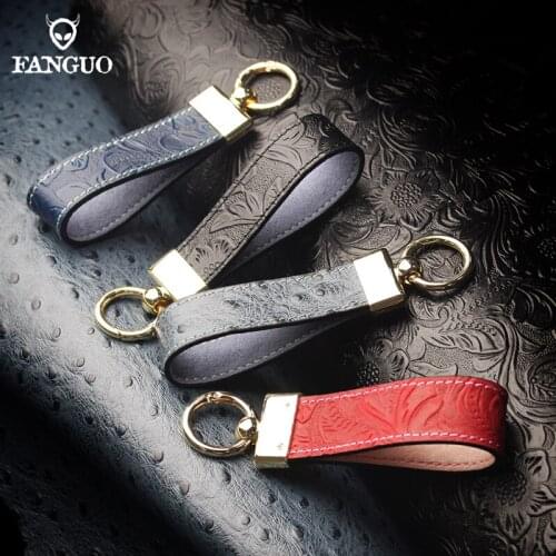 1 Pcs Genuine Leather Pendant Key Holder Car Key Housekeeper Chain Retro Keychain