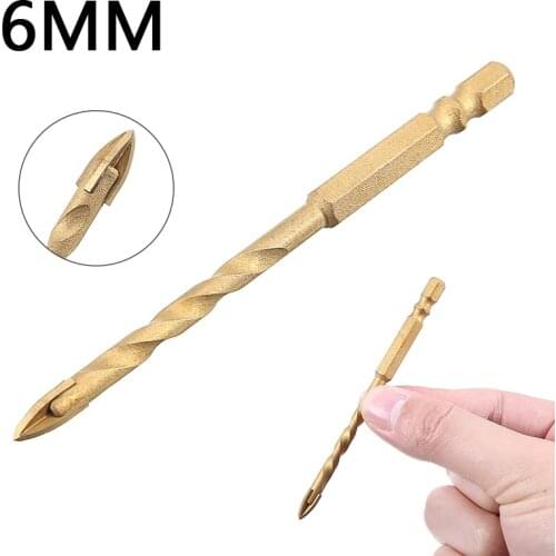 1PC Cross Head Drill Bit 6mm Hexagon Shank Lengthened Cross Alloy Triangle Drill Bit Ceramic Tile Glass Hole Opener