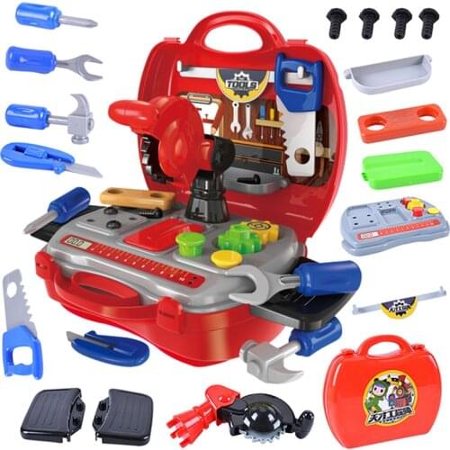 19 pcs/Set Simulation Engineer Builde Role Play parent-child interaction Toy Tool box screw hammer Repair Tool Kids Boys Gift