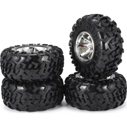 4pcs AX-3001 125mm Rim Rubber Tyre Tire Wheel Plastic Hub for 1/10 RC Big Feet Model HSP HPI RC Parts