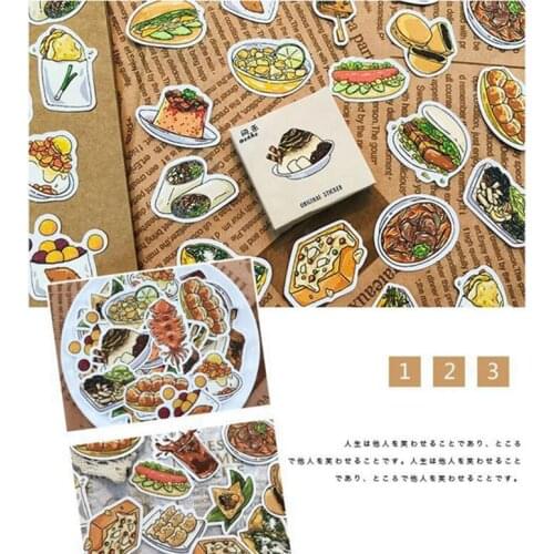 44pcs/Box Scrapbooking Book Label Nice Food Paper Stickers DIY Stationery Diary Handmade Decoration Craft Household Supplies