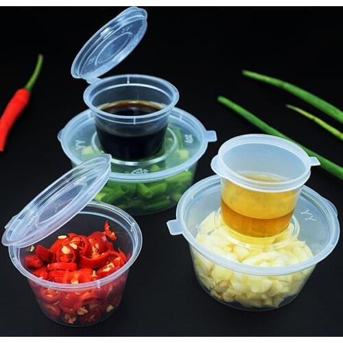 5/10/20 Pcs Clear Food Small Sauce Containers Package Box&Lid Portable Disposable Portable Plastic Sauce Cups Kitchen Items