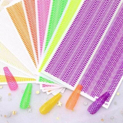 5Pcs Nail Art Transfers Snake Print Long Lasting 2D Animal Skin Nail Foil Stickers for Nail Salon