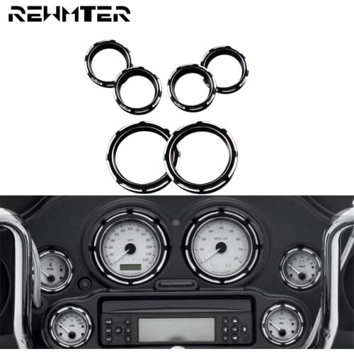 6PCS Motorcycle CNC Instrument Cover Board Speedometer Burst Bezel Kit For Harley Touring FLHT Street Electra Glide Tri 1996-13