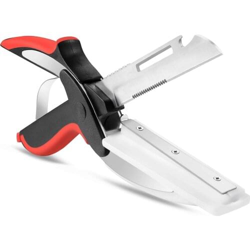6 in 1 Kitchen Cutter Food Scissors Vegetable Slicer Multipurpose Fruits Chopper Knife with Cutting Board Gadgets Tools