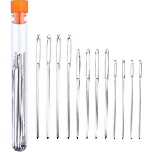 9Pcs Stainless Steel Big Eye Needle Cross Stitch Embroidery Tool Hand Long Sewing Needle with Bottle Sewing Accessories 5BB5733