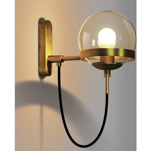 American Retro led Wall Lamp Glass Ball Bathroom Mirror light Bedroom Living Room Hallway Wall Sconces Light Fixtures AC85-265V