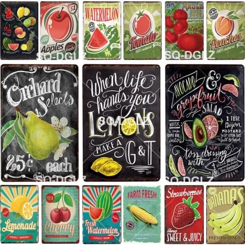 Avocado Plaque Tin Sign Metal Sign Vintage Bar Decoration Fruits Home Decor Wall Sticker Pub Painting Restaurant Poster Gift