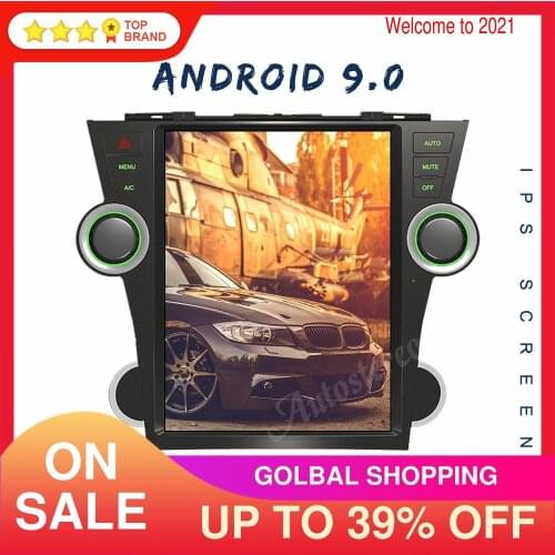 Tesla Style Android 9.0 128G Car GPS Navigation For Toyota Highlander 2007-2013 Auto Radio Stereo Headunit Multimedia Player PX6